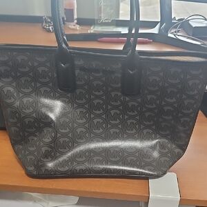 Michael Kors Black and Gray Monogram Handbag